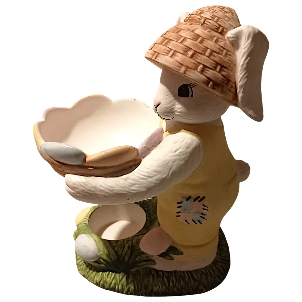 Laurie Korsgaden Easter Bunny Wax Warmer Ceramic Watercolors Springtime‎ Vintage